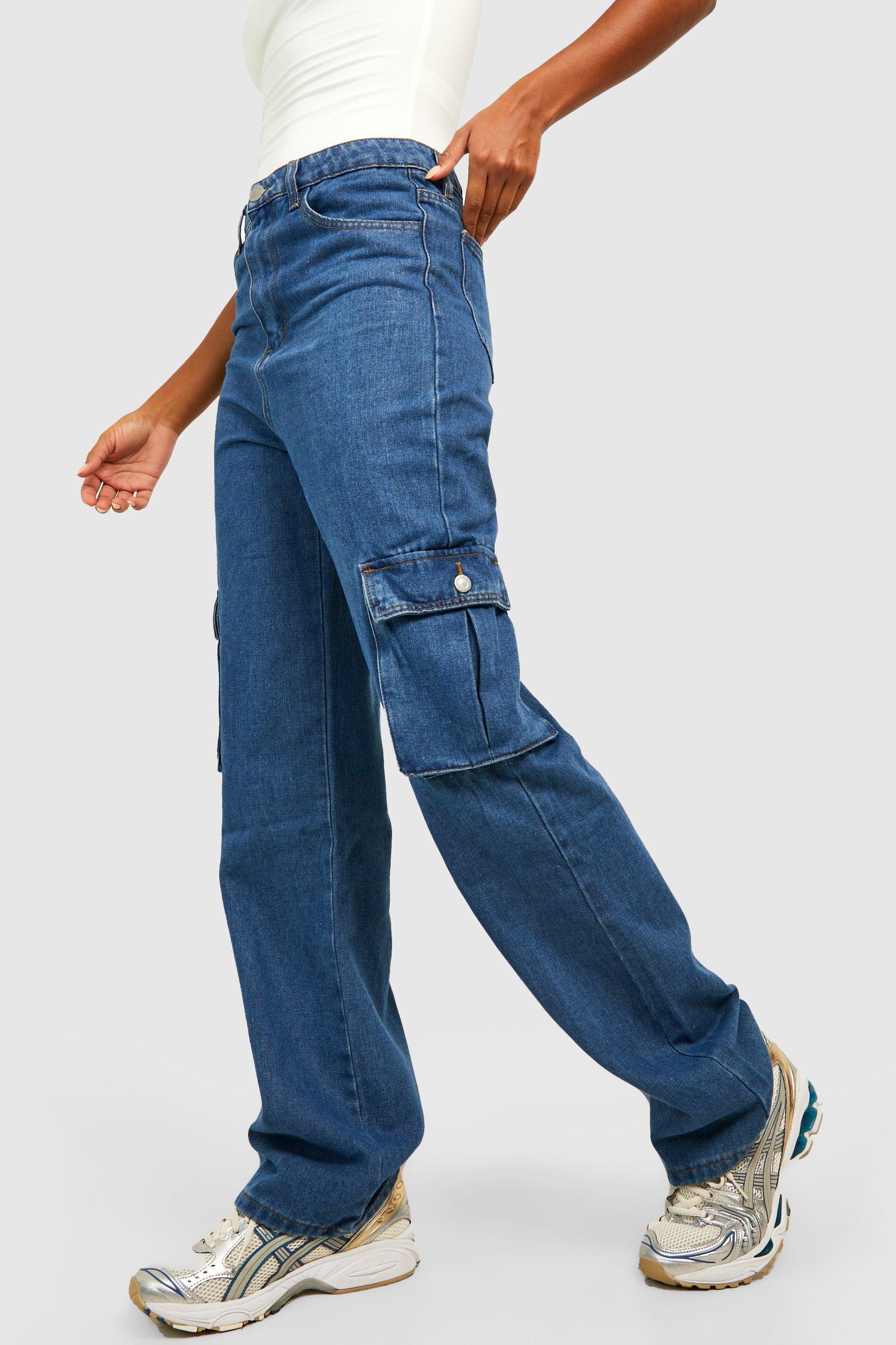 High waisted sale cargo jeans